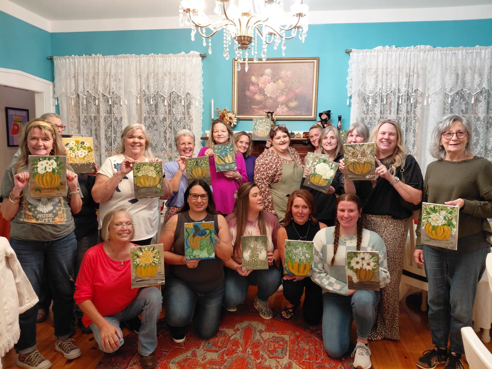 paint and sip group photo steamboat inn jefferson texas